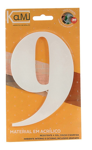 Número Acrílico 14,5cm N.9 Branco