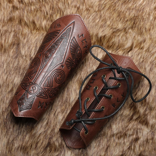 Muñequeras De Cuero Medievales Con Dragones, Accesorios Viki