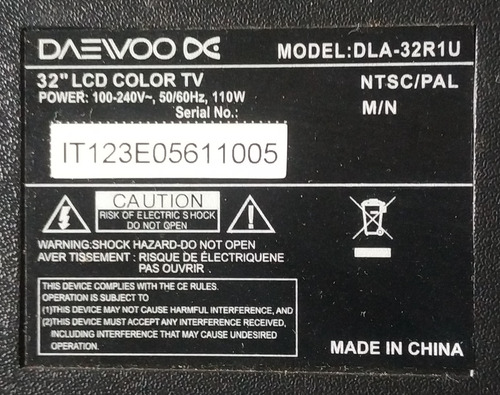 Tv Led Daewoo Pantalla Rota Para Repuesto (Usado)