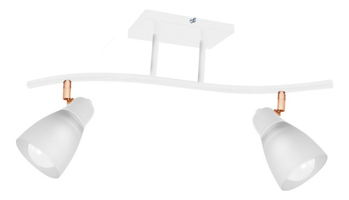 Aplique 2 Luces Spot Led Tulipa Vidrio Techo Riel Curvo E27 Estructura Blanco/Cobre