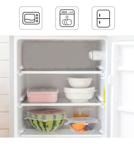 Paquete De 6 Tapas Elásticas De Silicona, Funda Reutilizable