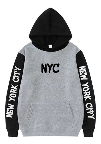 Blusa Moletom Canguru Capuz E Bolso Flanelado New York Ny