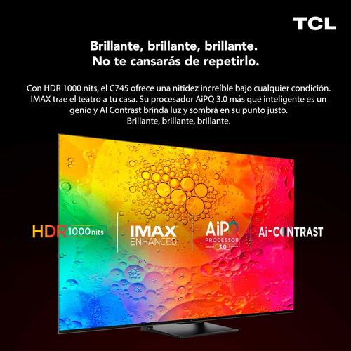 Qled 65 Tcl 65c745 4k Hdr Smart Tv Google Tv