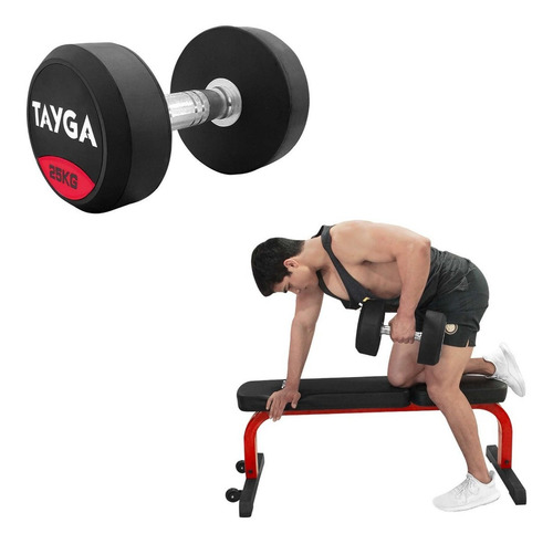 Mancuerna Redonda Tayga 25 Kg Gym 1 Pza Color Negro