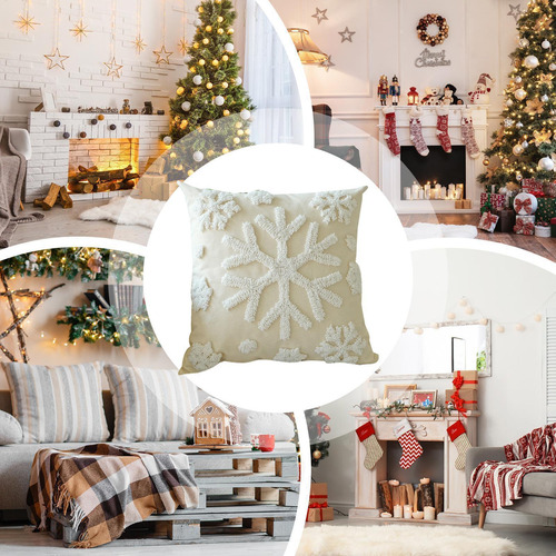 Fundas De Almohada Navideñas Con Copo De Nieve Fundas De Alm