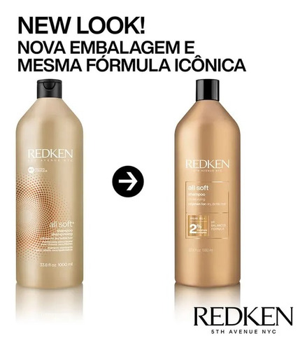 Kit Redken All Soft Shampoo 1l E Máscara 250ml (2 Produtos)