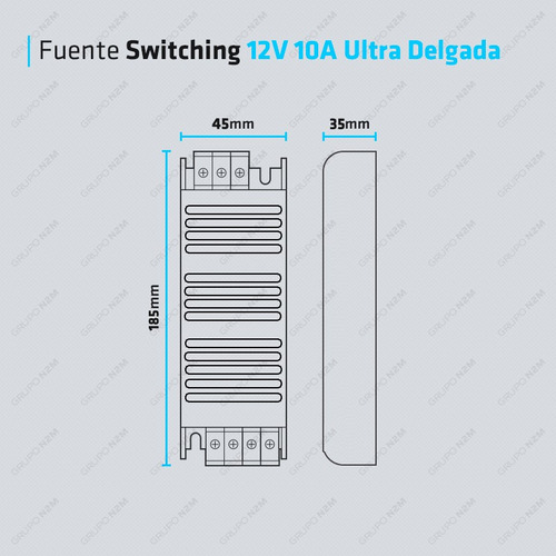Imagen 5 de 10 de Fuente 12v 10a Metalica Regulada Switching Tira Led Cctv