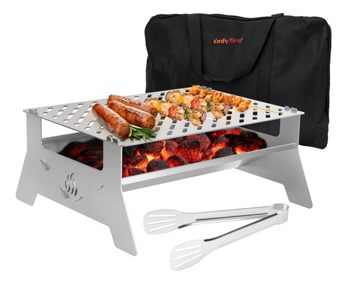 Only Fire Parrilla Portatil De Acero Inoxidable Con Bolsa Y