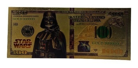 Imagen 1 de 7 de Billete De Coleccion Star Wars Darth Vader Oro Feng Shui