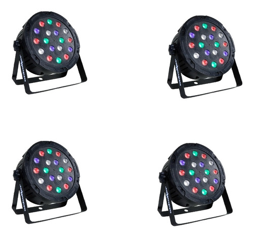 Imagen 1 de 5 de Tacho Par Led 18x3 Rgb Dmx Plastificado (4 Piezas)