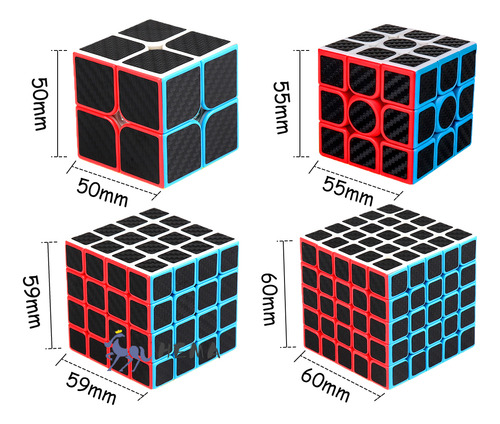 Cubo Rubik 2x2 3x3 4x4 5x5 Cobra Profesional Fibra Carbono