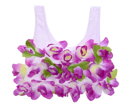 Disfraz De Mujer Con Borlas Y Sujetador De Flores Hawaianas