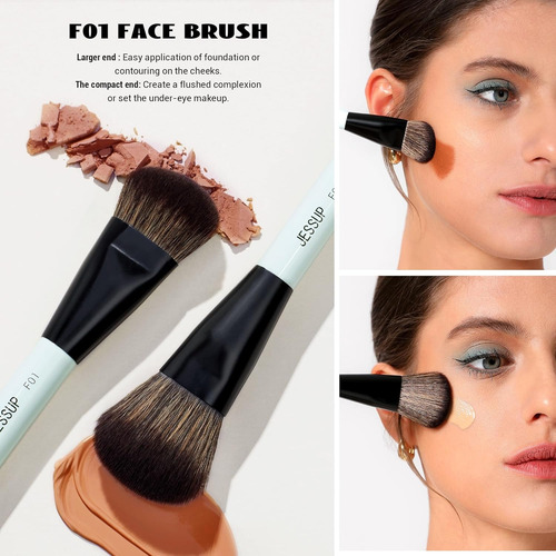 Jessup Kit 10 Brochas Maquillaje De Doble Punta X Base,t500