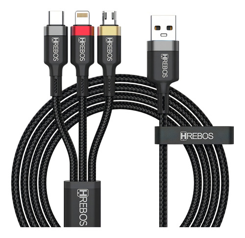 Cabo Turbo Black Metal 3 In1 Micro-usb V8 Type-c E Lightning