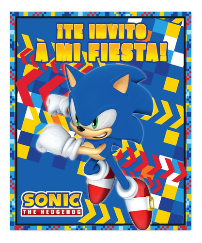 Invitación Fiesta 36 Tarjetas Sin Sobre Sonic Hedgehog Erizo Color Azul