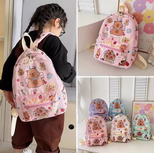 Mochilas Capybara Y Kuromi Modelos Escolar Color Verde Diseño De La Tela Capybara 2