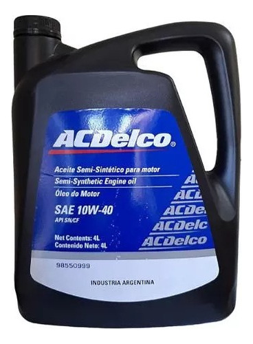 Aceite Acdelco 10w40 Sn Bidon 4l (904632)