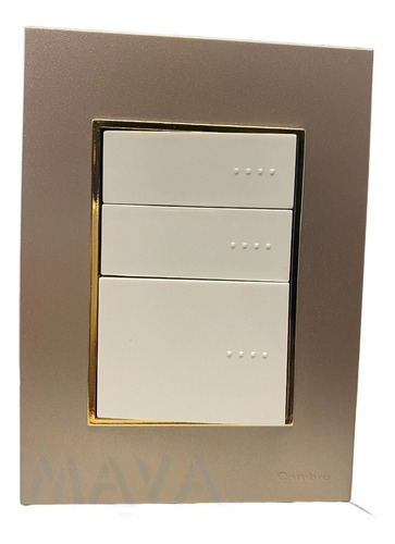 Llave Cambre Bauhaus 3 Teclas Blanco Oro Y Champagne