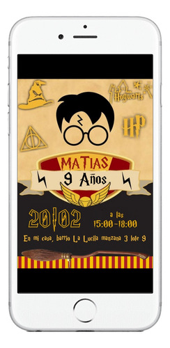 Invitación Cumpleaños Tarjeta Digital Harry Potter 