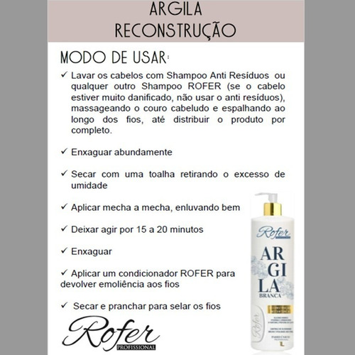 Imagem 3 de 6 de Reconstrução 1lt Rofer Argila, Silicones Nobres, Dpantenol