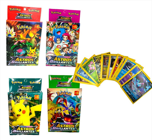 Pack 4 Cajitas De Tarjetas Barajas Pokemon 