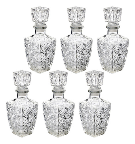 Set 6 Licoreras Decantador Diamante Vino Vidrio Cristal 1l