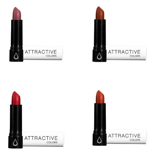 Batom Bala Longa Duração Attractive Kit Com 4 Batons Veganos