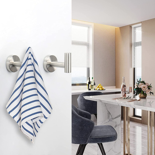4 Ganchos Toalla Accesorios Baño Inoxidable Redo Níquel Cep Gris
