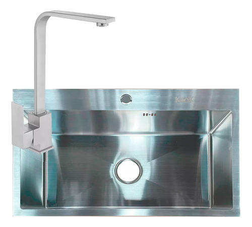 Pileta De Cocina Bacha De Acero Inox. + Grifo Monocomando 