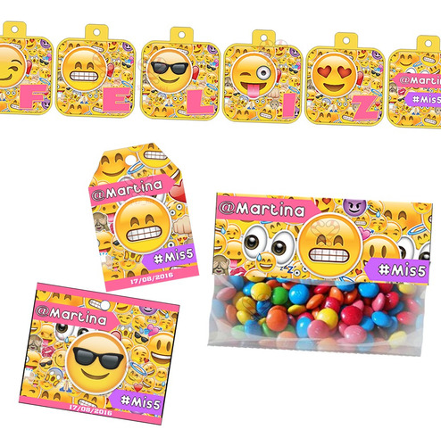 Kit Imprimible Emojis Editable Candybar Invitacion Deco