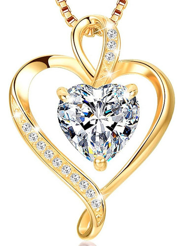 Cadena De Plata Mujer Chapado Cadena Oro 14k Dije Corazón