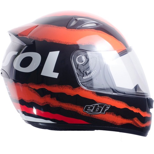 Capacete Antialérgico Ebf 60 Fechado Repsol Preto Laranja