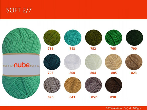 Imagen 4 de 5 de Hilado Nube Soft 2/7 X 1 Ovillo - 100 Grs. Por Color