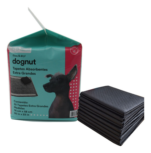 30 Pañal Tapete Entrenador Xl Perro Carbón Activado Dognut