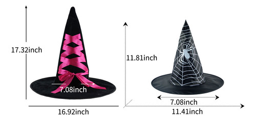 Sombrero De Bruja Negra Para Halloween, Espeluznante, De Ala