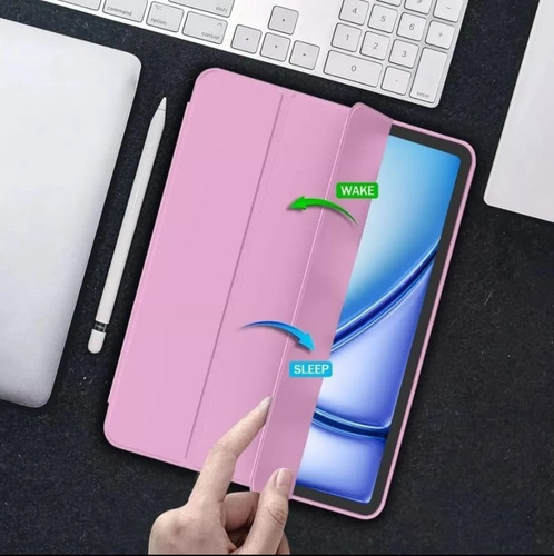 Funda Smart Cover Samsung Tab S9 Fe Plus 12.4 + Vidrio Rosa