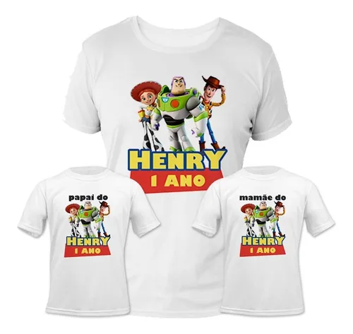 Kit Fam lia 3 Camisas Personalizadas Toy Story Frete gr tis