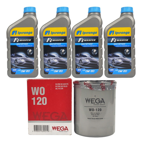 Kit Revisão Troca Oleo Ipiranga 4l 0w20 + Filtro Wo120 Wega