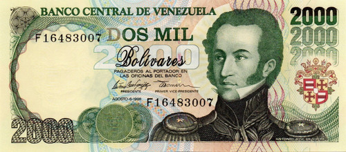 Billete 2000 Bolívares 6 De Agosto 1998 Serial F8 