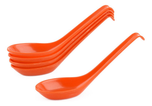 5 Cucharas De Sopa Cucharilla Plástica Naranja 6.3  Longitud