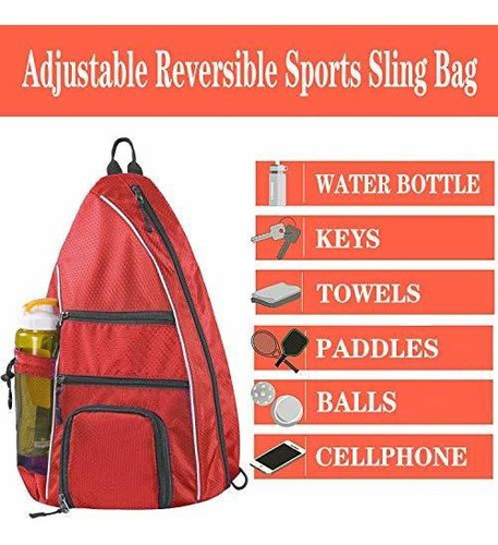 Imagen 4 de 7 de Llywcm Pickleball Bag | Sling Bags Mochila Reversible Cro