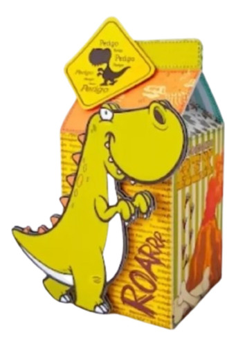 25 Cajitas Milk Box En 3d De Dinosaurios 