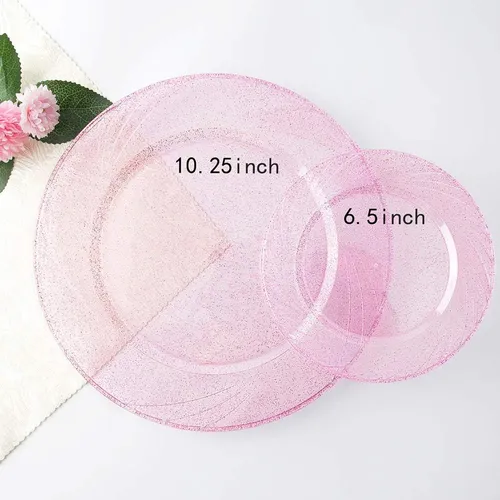 Wdf Platos De Oro Rosa Con Cubiertos Desechables, Platos De