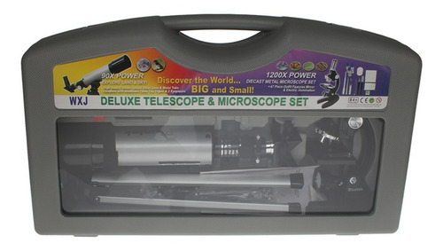 Kit Telescópio Refrator 50mm + Microscópio 300x 600x 1200x
