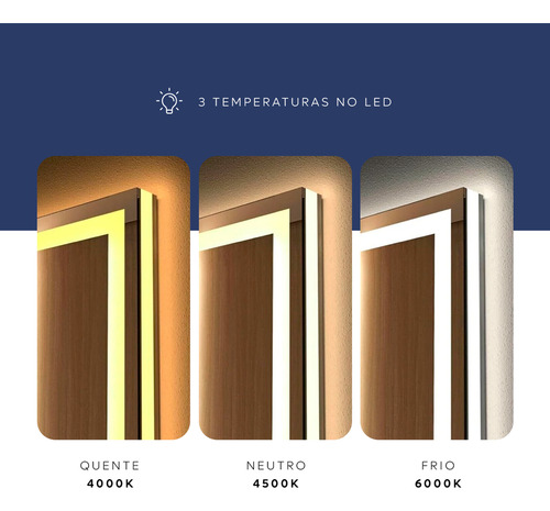 Espelho Retangular Horizontal Jateado Com Led Touch 50x70