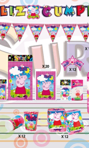 Kit Fiesta Decoración Pepa Pig X12