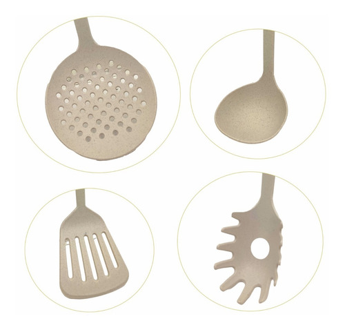 Imagem 2 de 7 de Jogo De Talheres Cozinha Pegador Espátula Escumadeira Concha