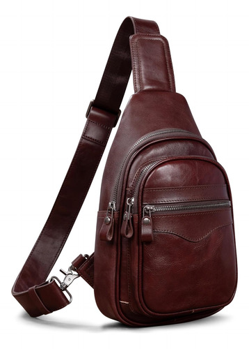Mochila Bandolera De Cuero Genuino Cenunco Marron Oscuro