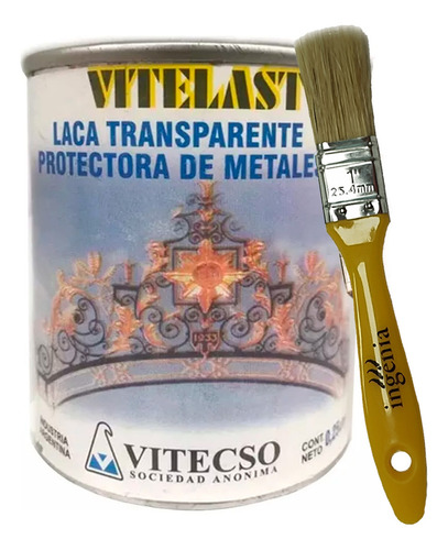 Pincel Laca Transparente Protector Metales 0,25l Vitecso Mm