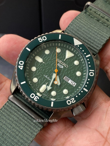Seiko 5 Automático Novo Mod. Srpd77k1 Avocado Nato Gunmetal